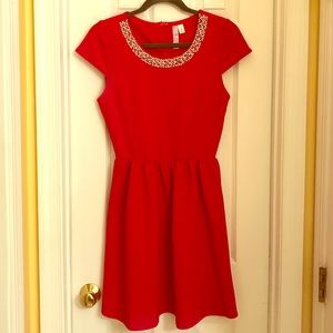 Amazing red skater dress with beading detail